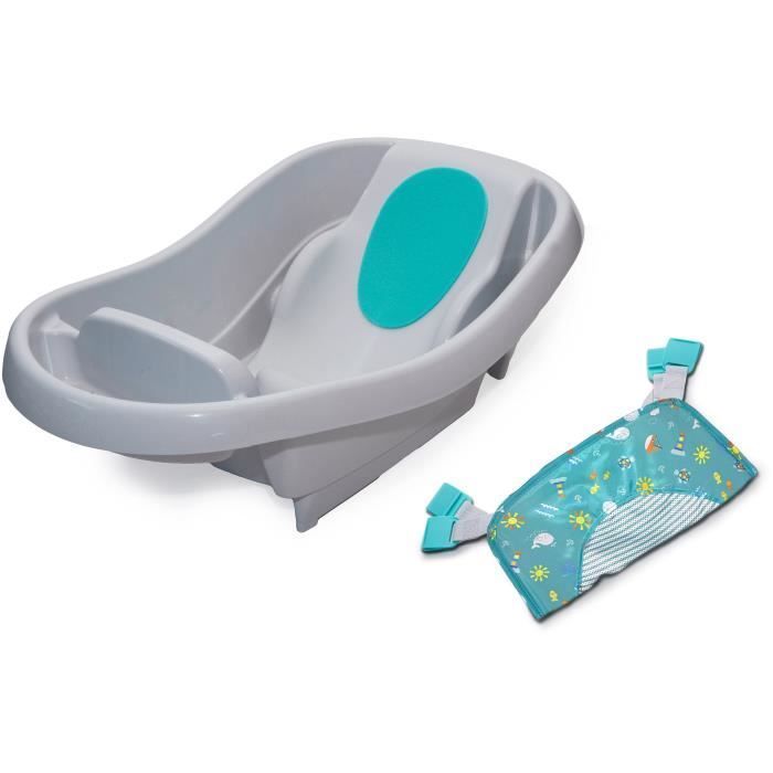 Bañera convertible INGENUITY para bebés, extragrande, cómoda, con asiento tipo hamaca de tela suave, hasta 24 meses.