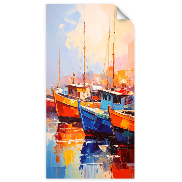 Naklejka na ścianę  Feeby Kolorowe Łodzie w porcie 40x80