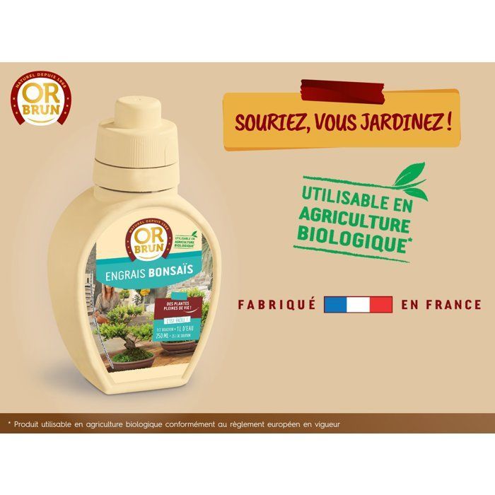 Engrais bonsaïs - OR BRUN - OBRECLBONSAI250 - 250 ml - Améliore et favorise la croissance - Fabriqué en France