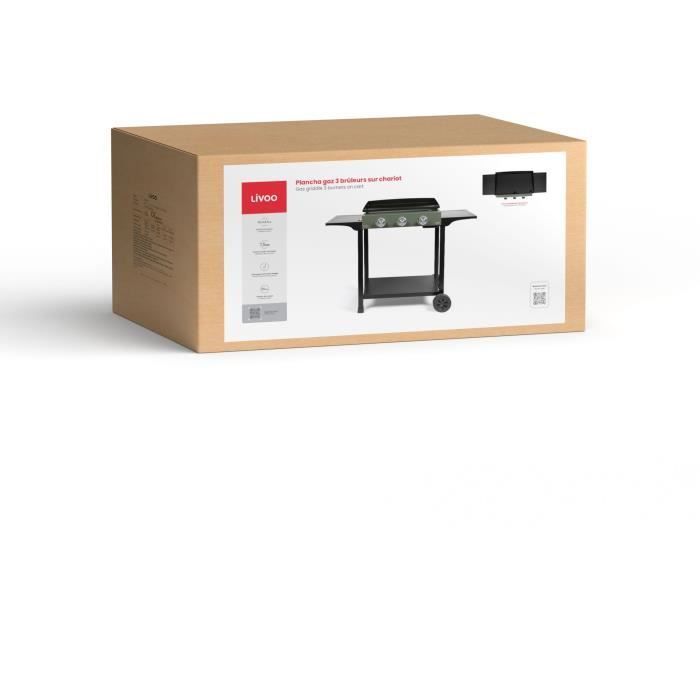 Gas griddle - LIVOO - 7500w - Enamelled steel plate - 62x34.5cm - DOC326