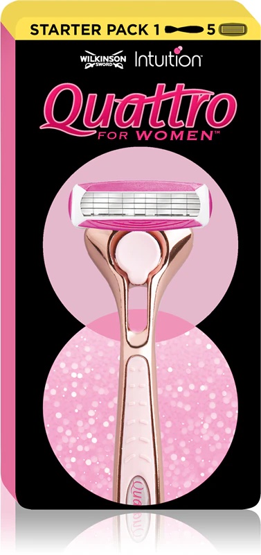 Wilkinson Sword Quattro za ženske brivnik Rose Gold + rezervne glave 4 kosi.