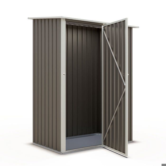 Caseta de jardín metálica Trigano de 1,04 m² con techo plano + kit de anclaje