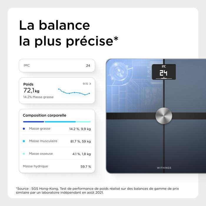 WITHINGS Body+ Reconditionné - Balance connectée WIFI pèse-personne Noir
