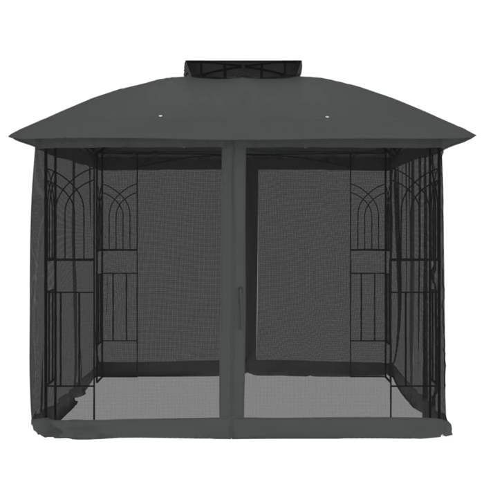 BONNIE® Gartenpavillon – Wind- und wasserbeständig – mit Doppeldach und anthrazitfarbenen Stahlgitterwänden EU941950