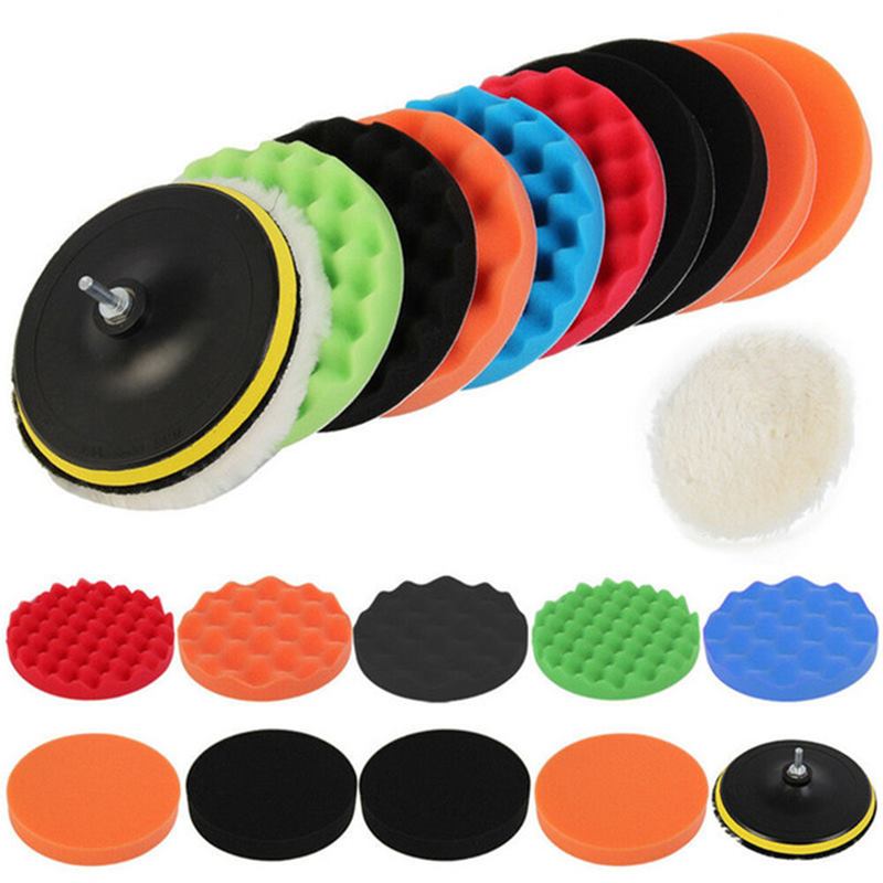 12-teiliges Set Autopolierschwämme (3/4/5/6/7 Zoll) mit M14-Adapter für Bohrmaschine