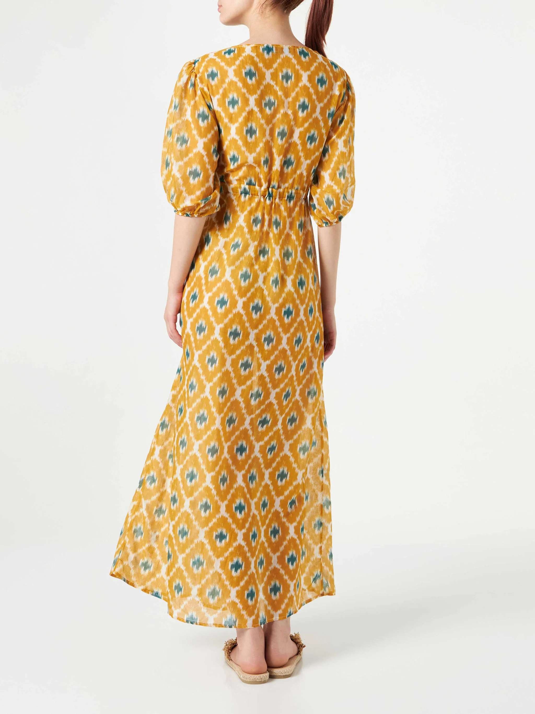 Robe longue en coton et soie