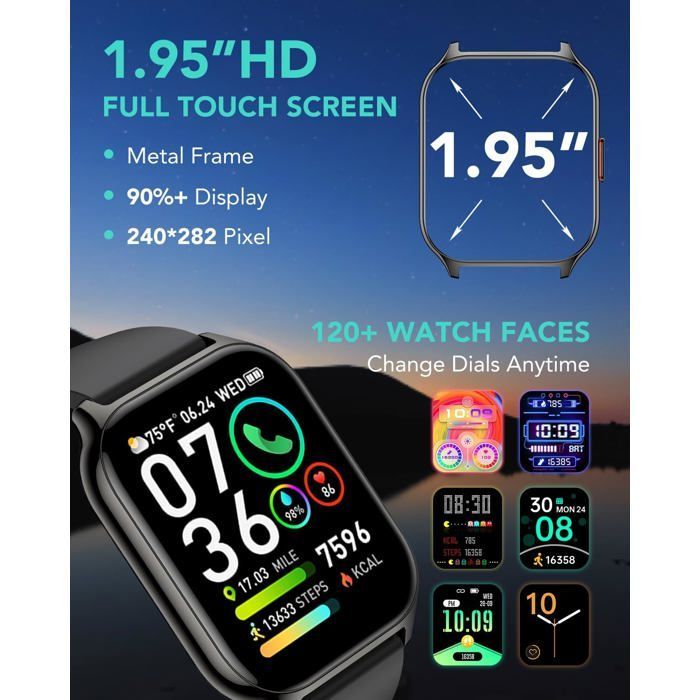 Smartwatch V7 con monitoraggio attività, cardiofrequenzimetro, GPS e ossigeno nel sangue per uomo e donna [YC721]