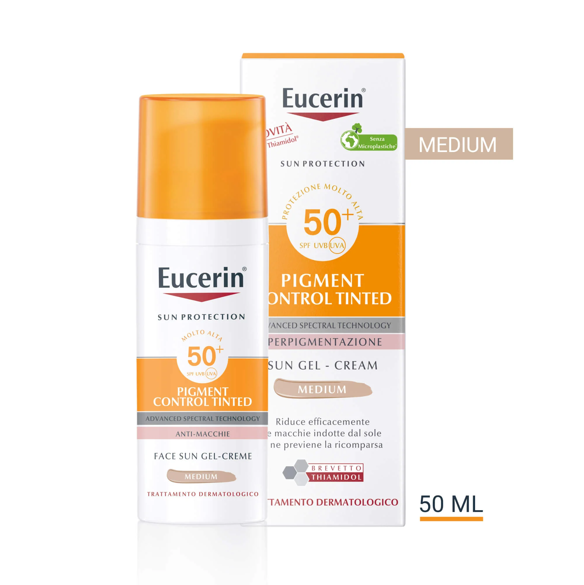 Sun Protection Pigment Control Tinted Face Sun Gel-Creme SPF50+ - Solare viso alta prot., Crema viso colorata antimacchie