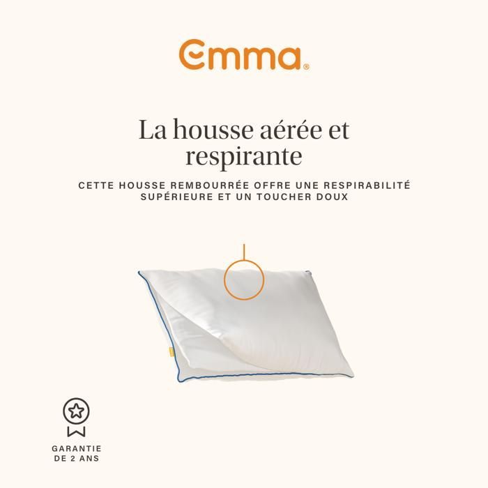 EMMA | Oreiller Emma Original Confort 60x60 cm | Doux et Moelleux | Soulage La Pression | Hauteur Adaptable | Hypoallergénique