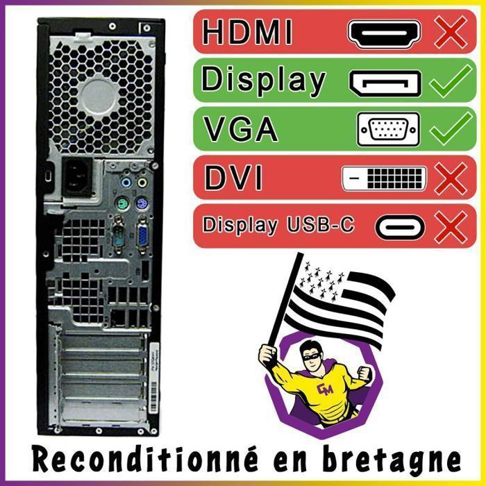 HP Compaq 6200 Pro SFF pc, Intel G630 processor, 8 GB RAM, 250 GB harde schijf, Windows 10, wifi.