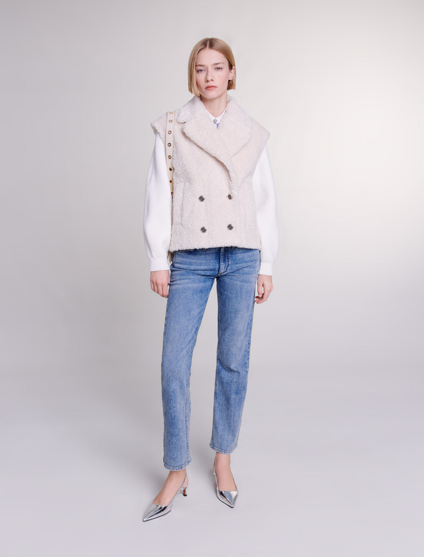 Kaksimateriaalinen takki - Beige