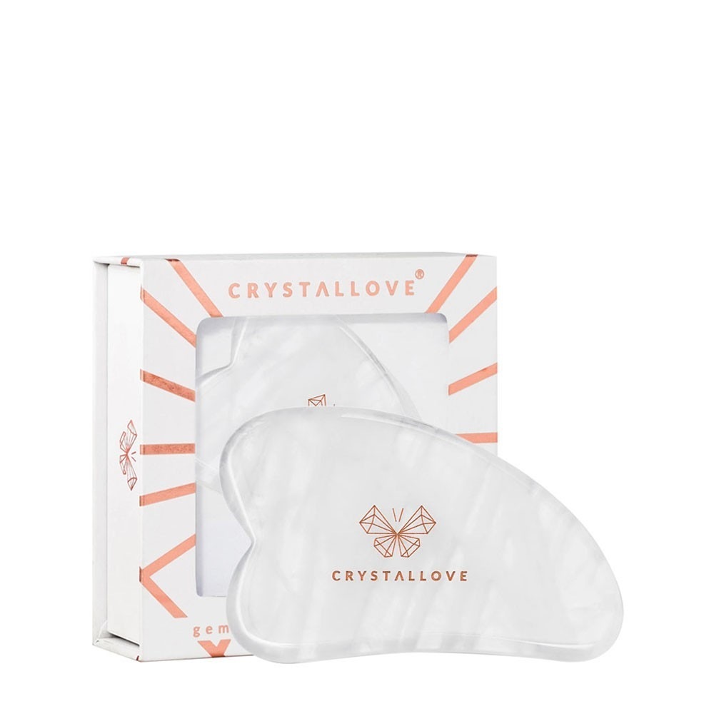 Crystallove Gua Sha sejas masieris, kas izgatavots no caurspīdīga kvarca – 1 gab.