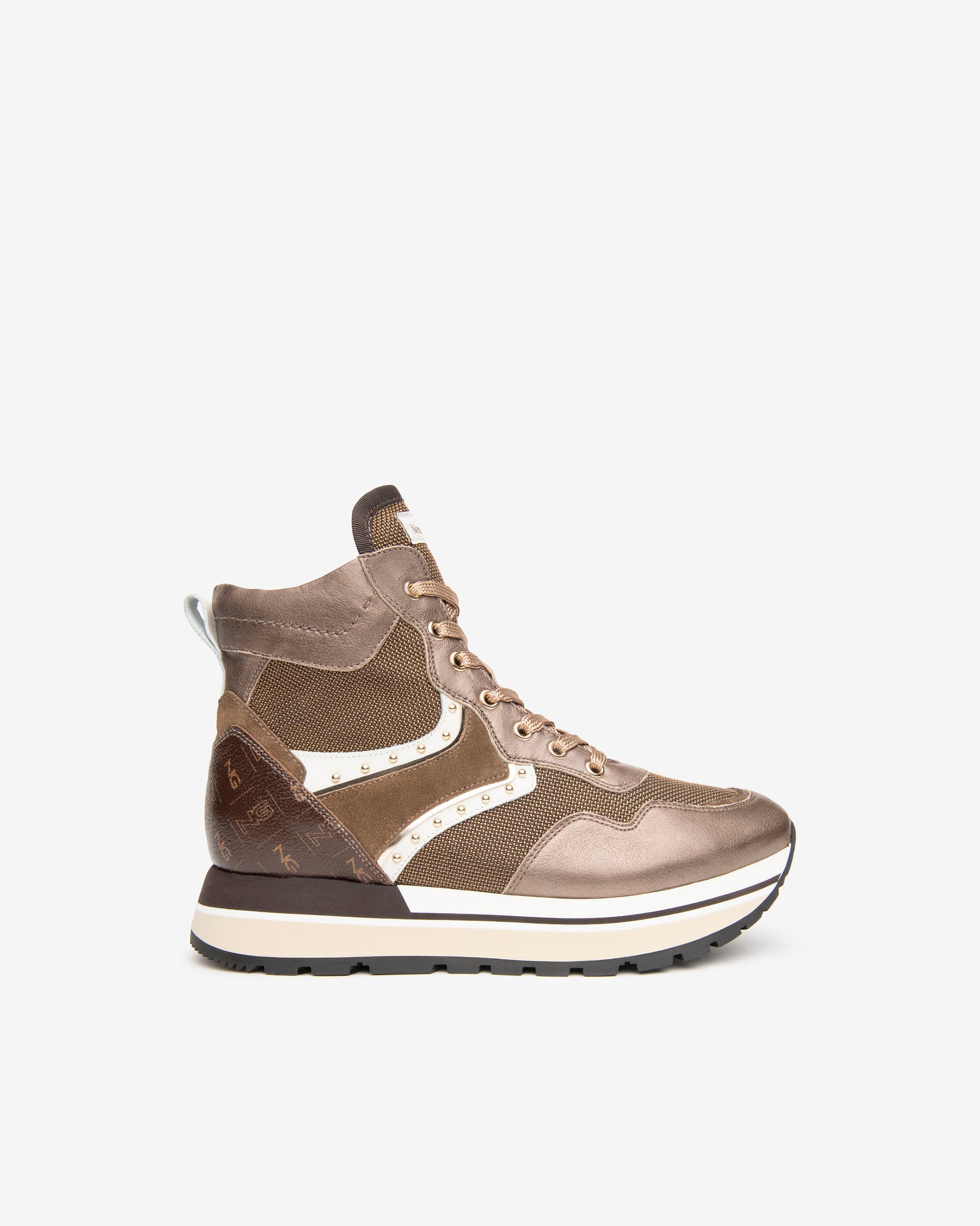  Damen-Sneaker mit hohem Schaft aus Leder und Wildleder