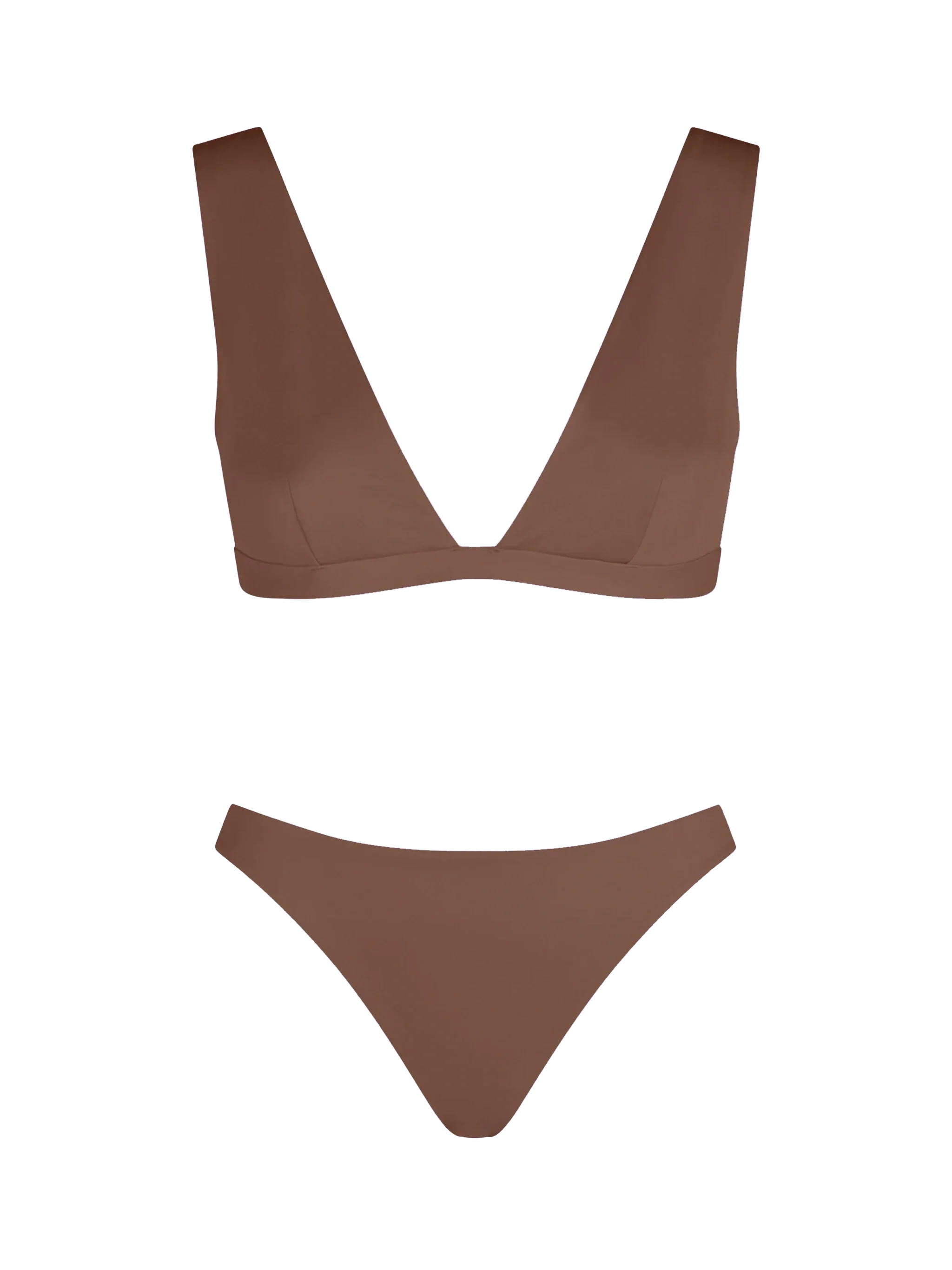 Ofelia Reanna damesbikini met V-hals, bruin en hittebestendig.