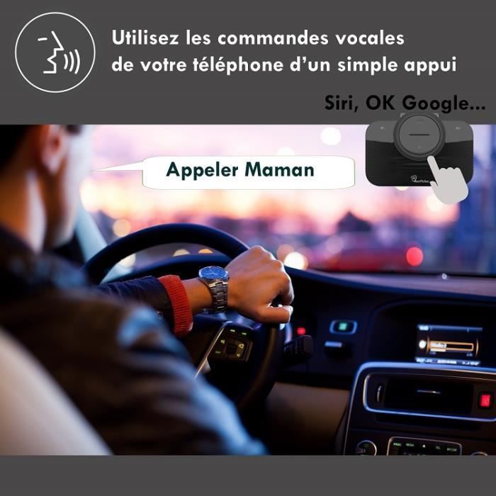 Kit mãos-livres Bluetooth para carro - B-PRO - 2B - Controle por voz - Bateria com duração de 12 horas - Compatível com todos os smartphones