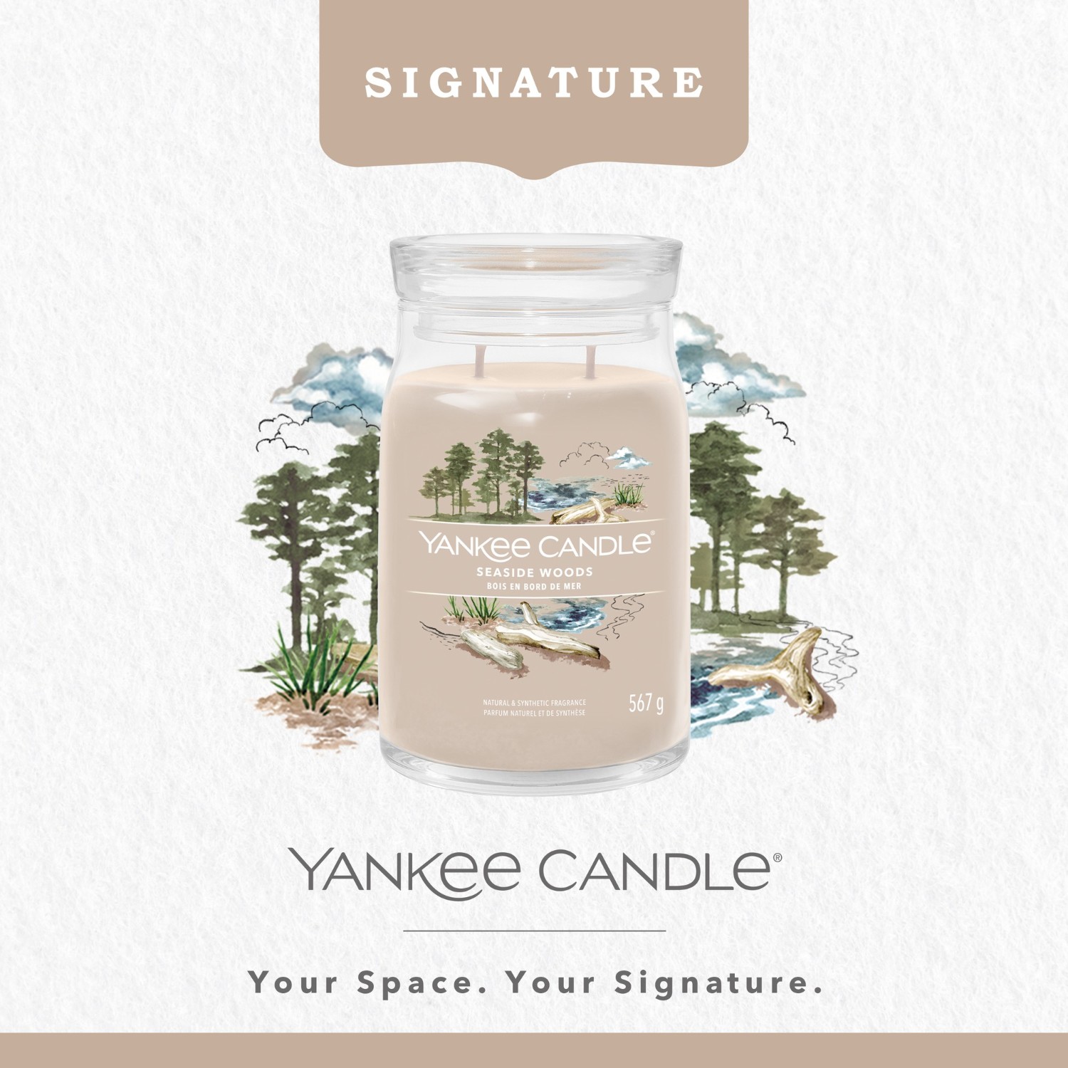 YANKEE CANDLE Grande Jarre Bois en Bord de Mer
