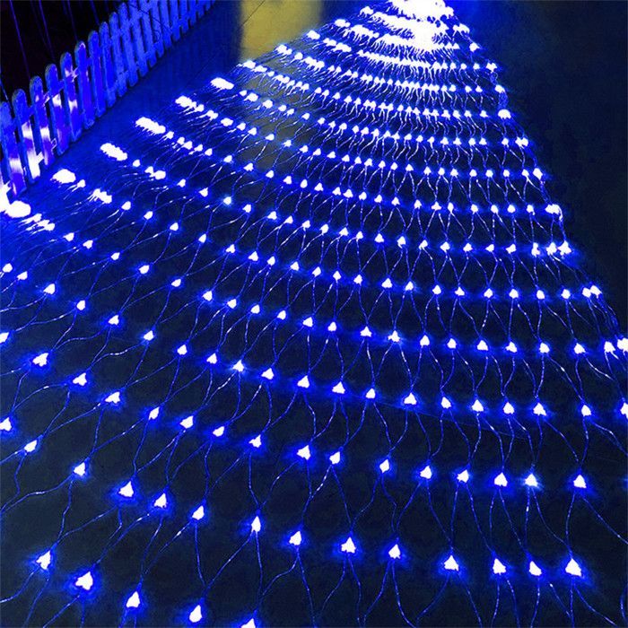 Rosnek Outdoor String Lights 6x4m 880 LEDs with Plug, IP44 Waterproof, 8 Modes for Christmas and Garden - Blue