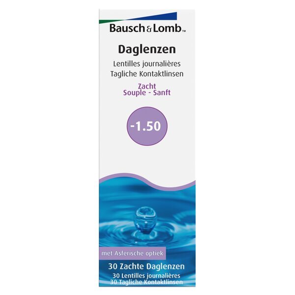 Bausch + Lomb -1.50 mehke dnevne kontaktne leče<br>Medicinski pripomoček - 30 kosov