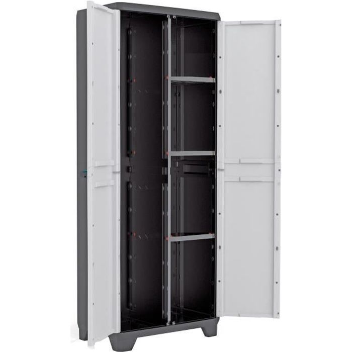 KETER Linearer Aufbewahrungsschrank – 68 x 39 x 173 cm – Schwarz und Grau