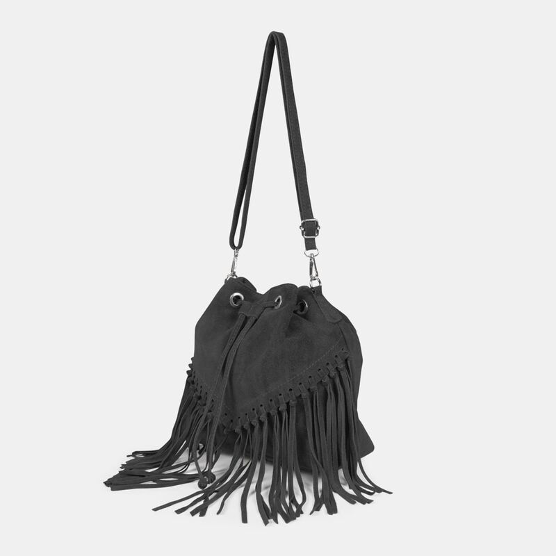 Wiadro Borsa da Donna z zamszu con frange