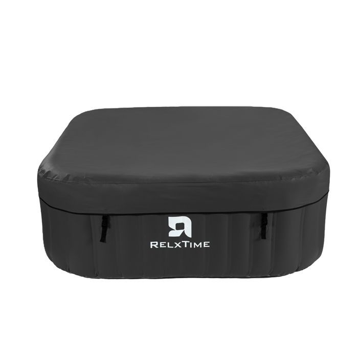 Spa hinchable RELXTIME para 6 personas - Cuadrado - 130 microchorros - Temperatura hasta 40 °C - Negro