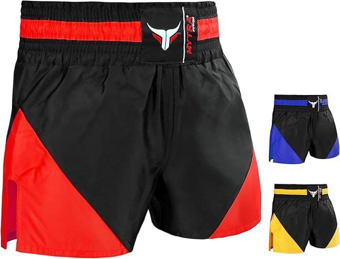 Short Muay Thai - Mytra - Fusion Noir/Rouge - Ultra-léger - Respirant - Confort optimal