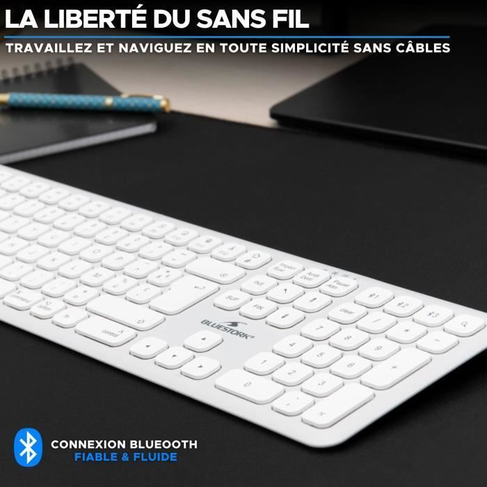 Bluetooth wireless keyboard - BLUESTORK - MAC - Full size - Mac compatible - White