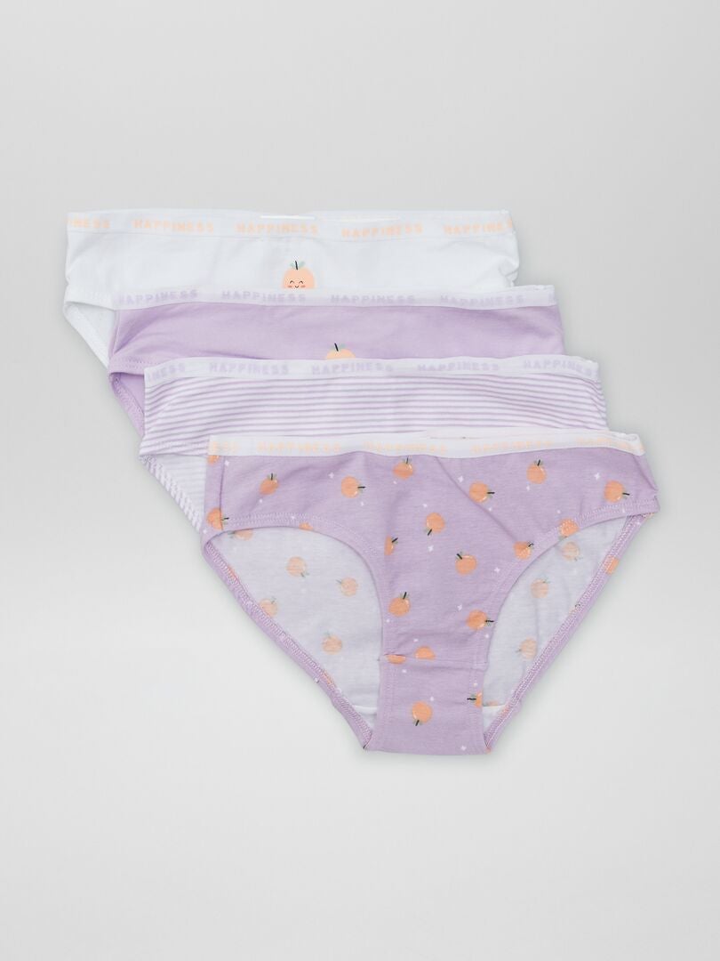 Set van 4 slips met dierenprint - PAARS