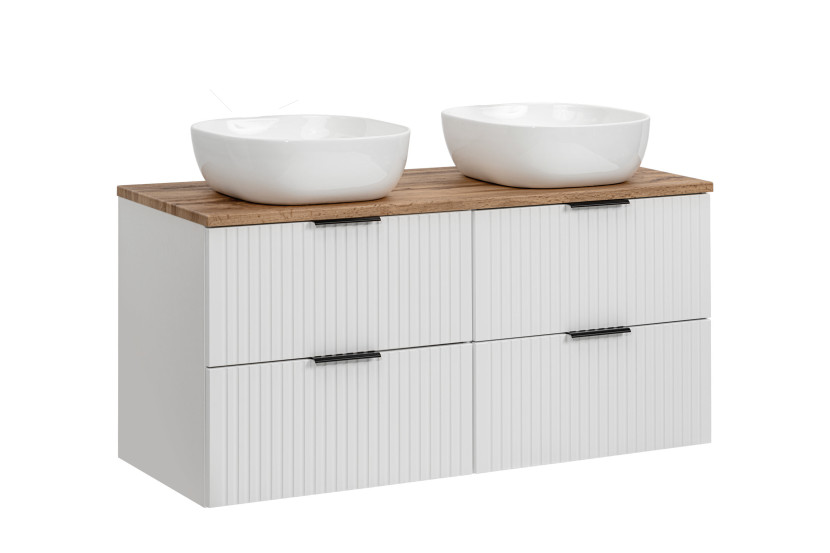 Zestaw szafka 120 cm    2x umywalka   blat ADEL biały