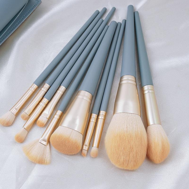 Ensemble de 10 pinceaux de maquillage pour fard à paupières, poudre, correcteur, fond de teint et highlighter - Outils de beauté professionnels