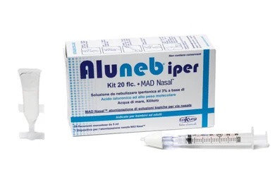 ALUNEB Aluneb Hyper, set de 20 frascos de spray + jeringa nasal Mad para nebulización nasal.