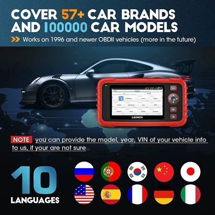 Herramienta de diagnóstico automotriz LAUNCH CRP123X V2.0 para 4 sistemas (motor, ABS, SRS, transmisión automática) 7 reinicios Diagnóstico de servicio OBD2