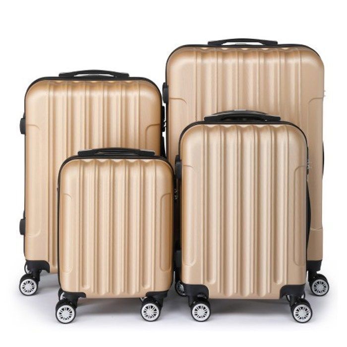 ALIGHTUP - Juego de 4 maletas portátiles 4 en 1 de ABS con ruedas - 45 cm/56 cm/66 cm/76 cm - Oro champán