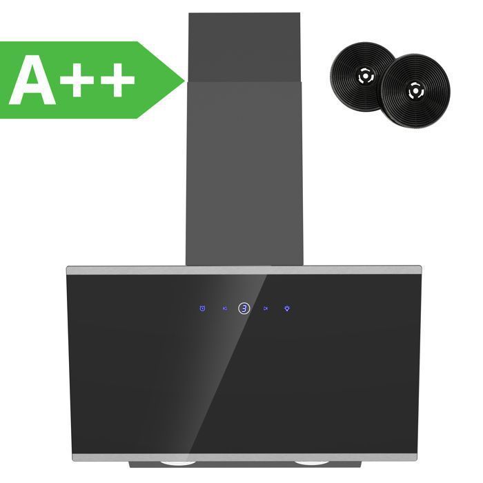 FIREGAS 60cm Cooker Hood - Recirculating and Extraction - 420 m³/h - 3 Speeds - CC130 Carbon Filter - Black - Touchscreen - A++