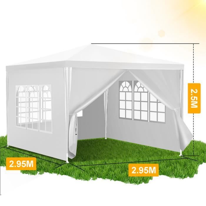 Bettizia tuinpaviljoen, eenvoudige montage met Easy-Klett, perfect voor feestjes, 3x3m, wit, accessoire voor tuinpaviljoen