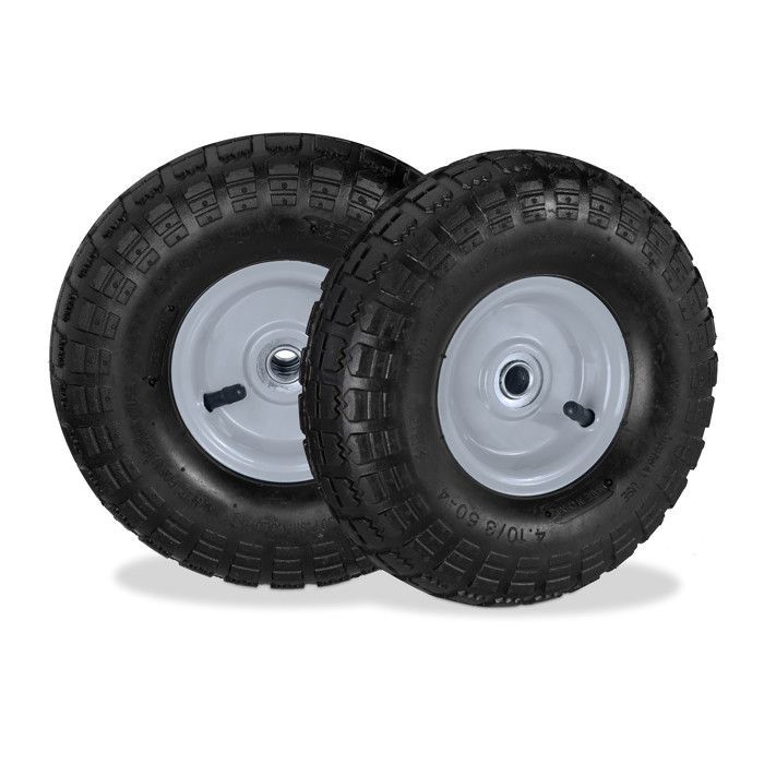 Relaxdays 2-wieler voor steekwagen 4.1/3.5-4, met luchtvering, 136 mm as, tot 136 kg, 260x85 mm stalen velgen, zwartgrijs