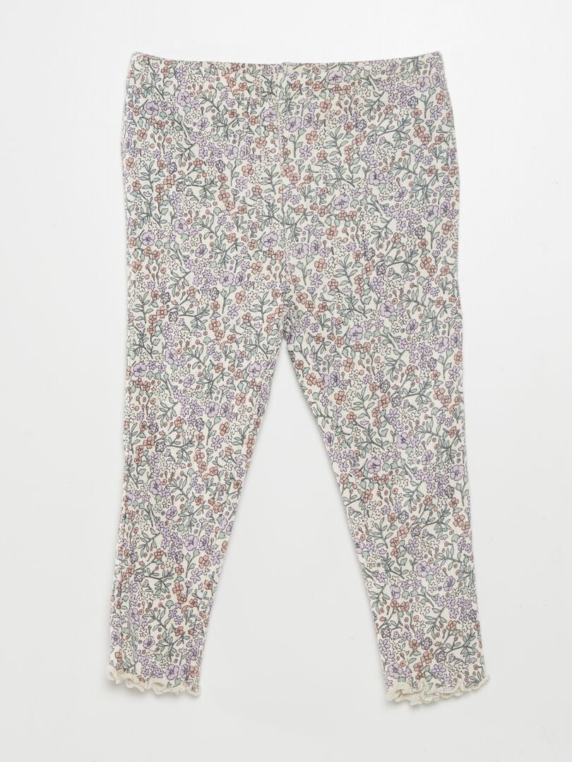 Pyjamassæt med flæser - 2 dele - HVID