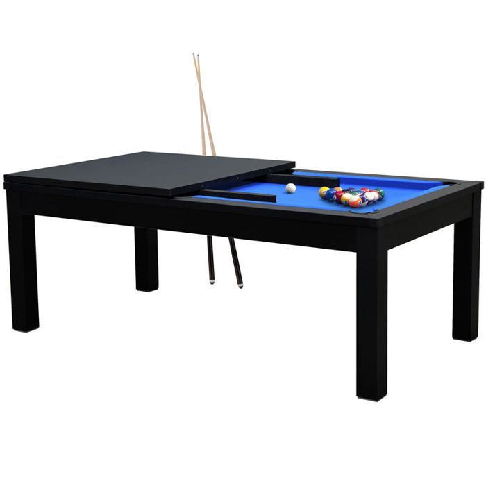 Table de billard convertible noire tapis bleu - Eddie - Rendez-Vous Déco