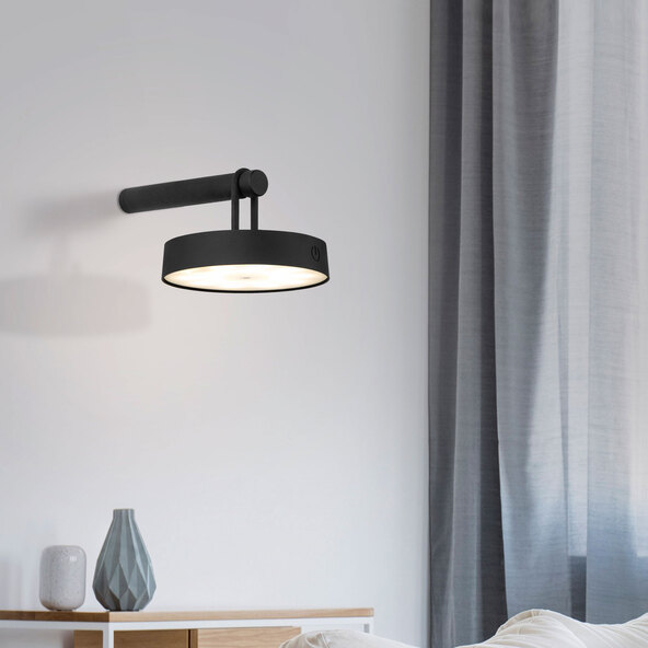 Moda LED-paristokäyttöinen seinävalaisin, musta, 2 kpl:n setti