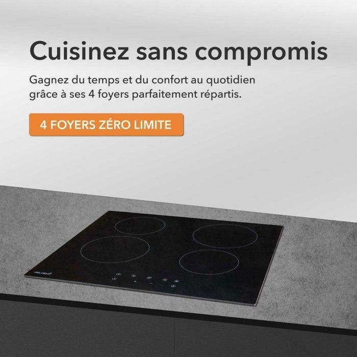 BELDEKO - 4-Burner Ceramic Hob, 6000W, 4-Burner Ceramic Hob, Ceramic Cooktop, Multi-Zone Timer