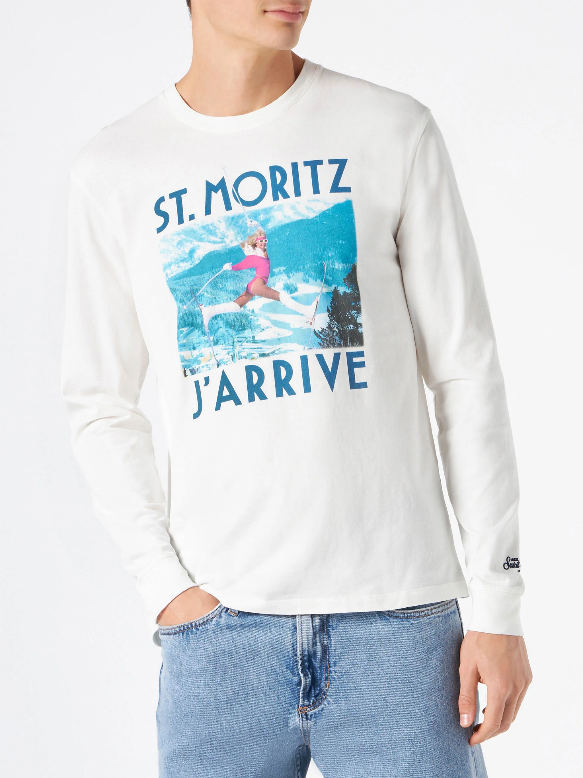 Camiseta estampada de manga larga para hombre