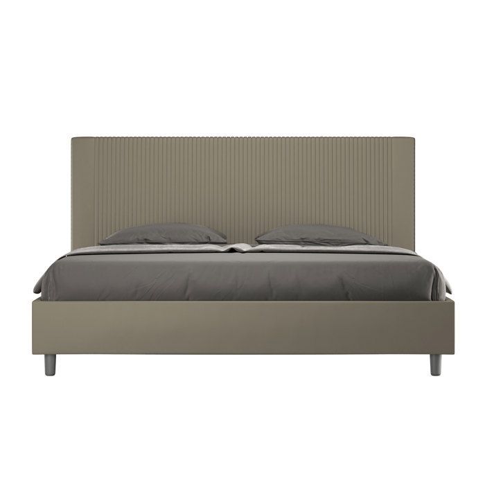 King size bed - Ityhome - Goya - 200x210 cm - Cappuccino faux leather - Without bed base