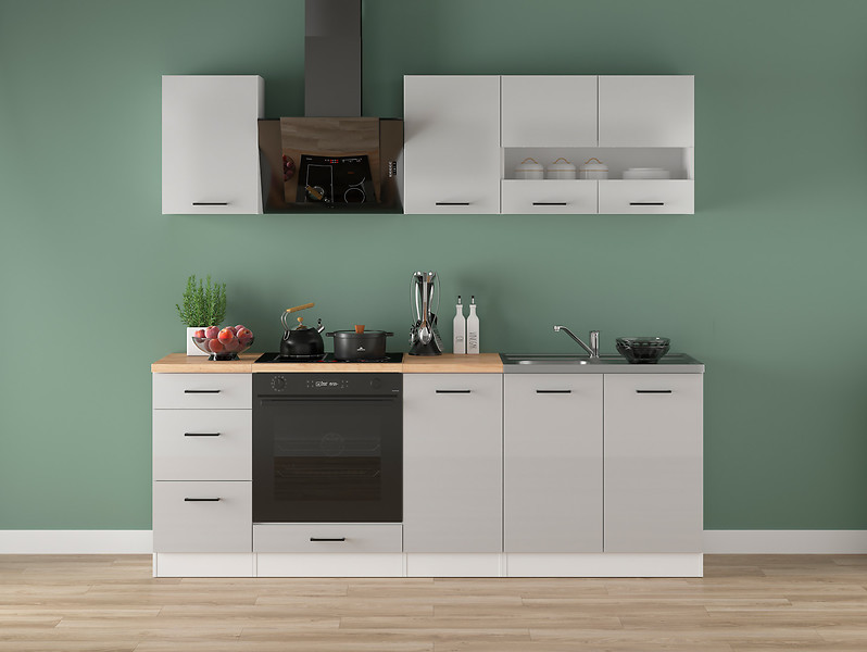 Komplet kuchenny Junona Line 220 cm jasny szary połysk