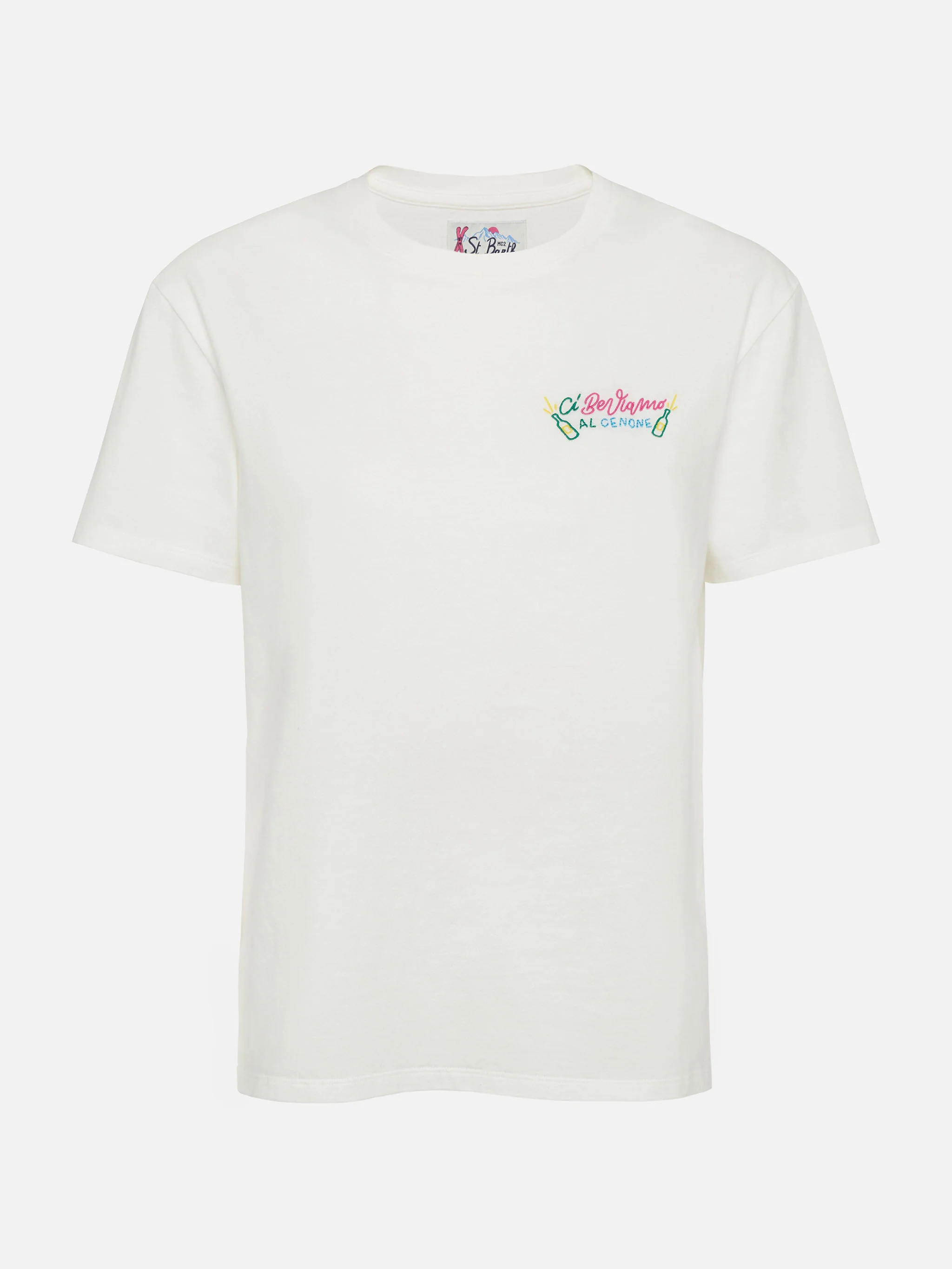 T-shirt invernale in cotone Emilie con ricamo Ci beviamo al cenone | E