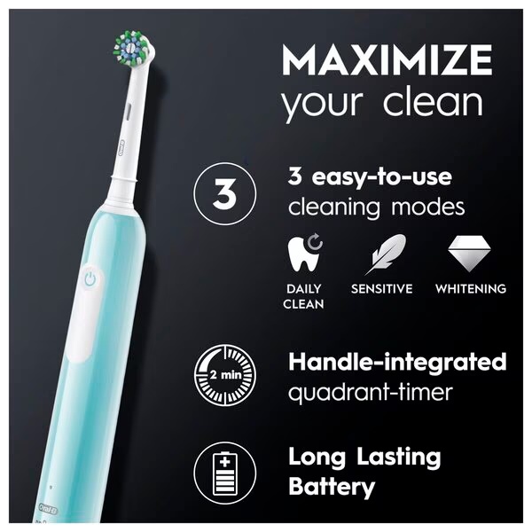„Oral-B Pro Series 1 Caribbean Blue“ jautriam odai skirtas elektrinis dantų šepetėlis<br>