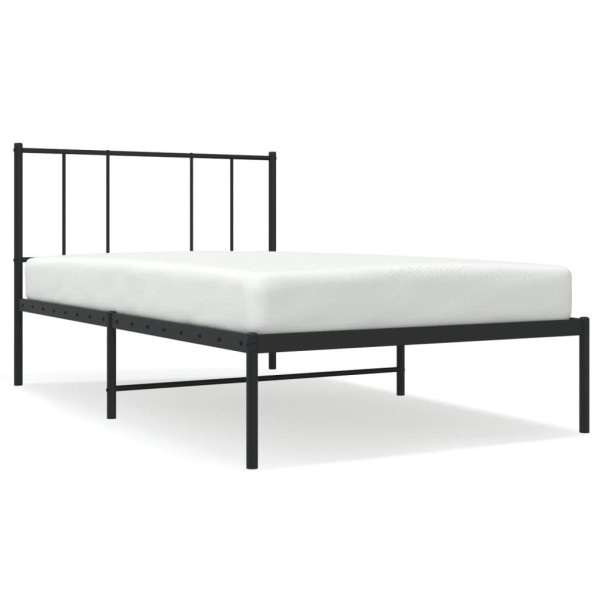 Metalowa rama łóżka z wezgłowiem czarna 90x200 cm