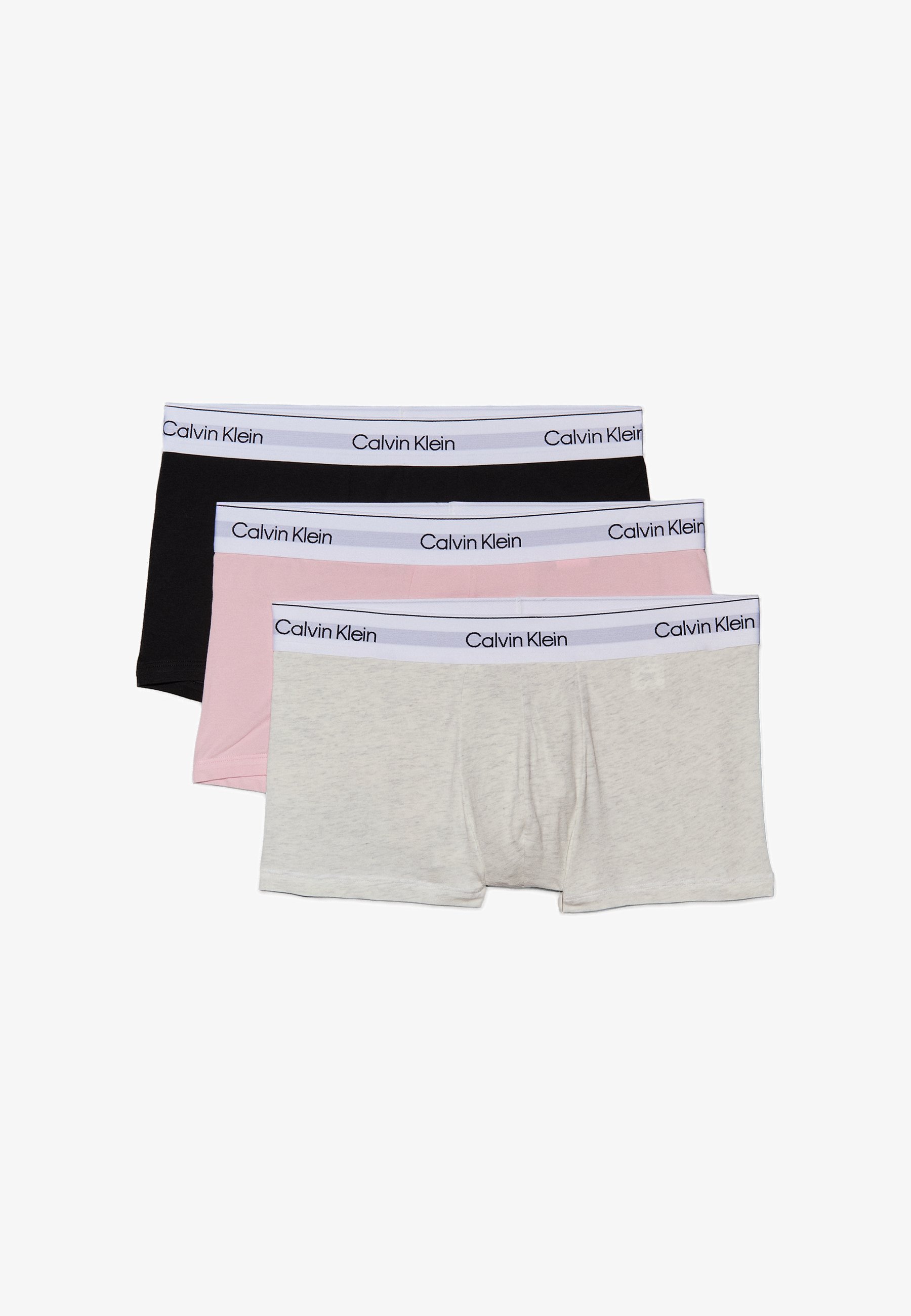 Calvin Klein Unterwäsche 3er-Pack Low Rise Trunks Icon Cotton Stretch - Hosen - Schwarz/Schneegrau meliert/Buffrosa