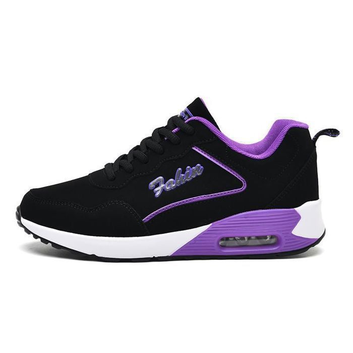 CHAUSSURES DE RUNNING Femme - HENRVIEG - Respirant et Léger - Confortable Air Antidérapant Basket - Noir Violet
