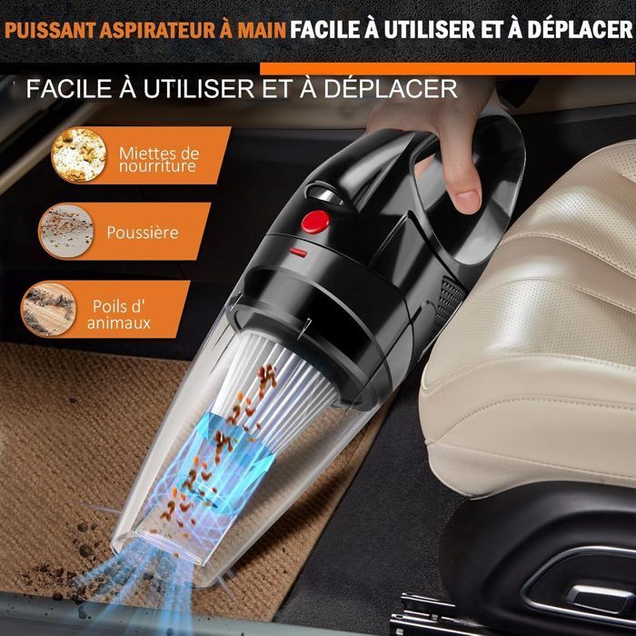 Mini aspirapolvere per auto, aspirapolvere senza fili da 11 kPa con luce LED e filtro HEPA, per casa, auto, ufficio, tavolo