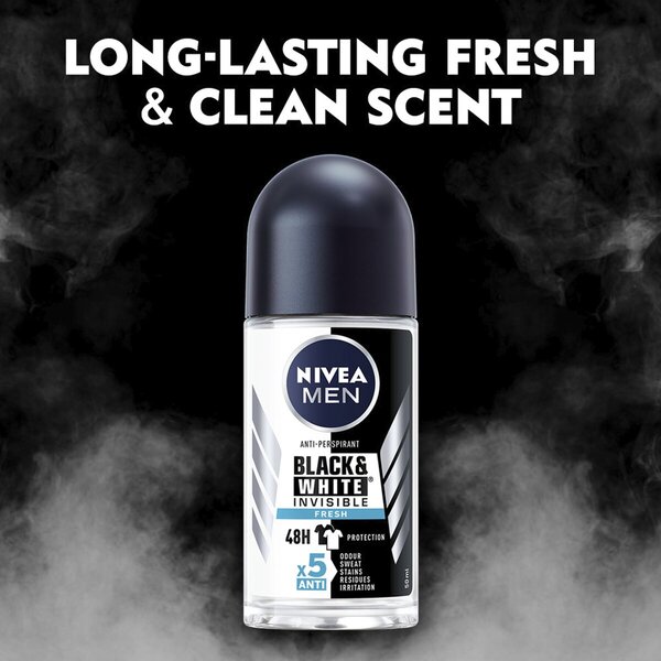 Desodorante antitranspirante roll-on NIVEA Men Black & White Invisible Fresh<br>50ml